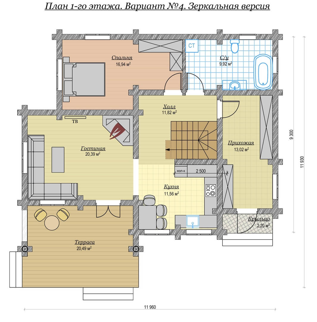 Дом из бревна 161м2 Проект №ВЗ-118 «Цезарь»